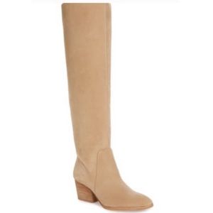 Vince Camuto Tan Suede Block Heel Knee Boots Sz 8M